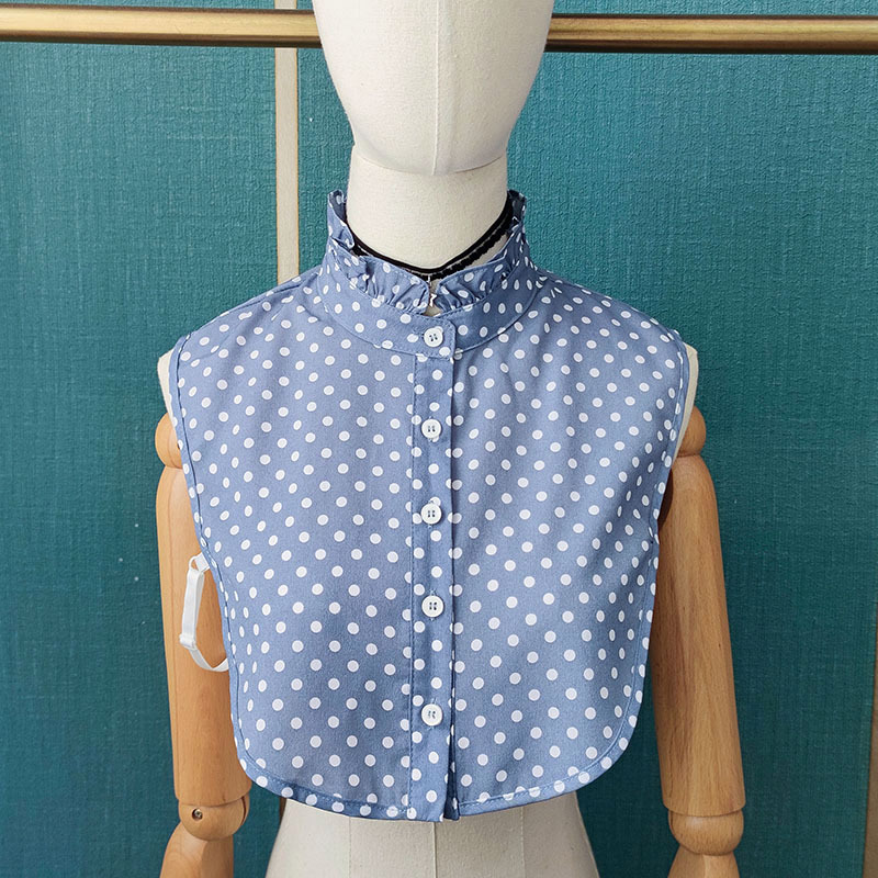 Chemise à Faux Col à pois bleus, pull à Col détachable, demi-chemise femme, Faux Col, cravate, vêtements accessoires