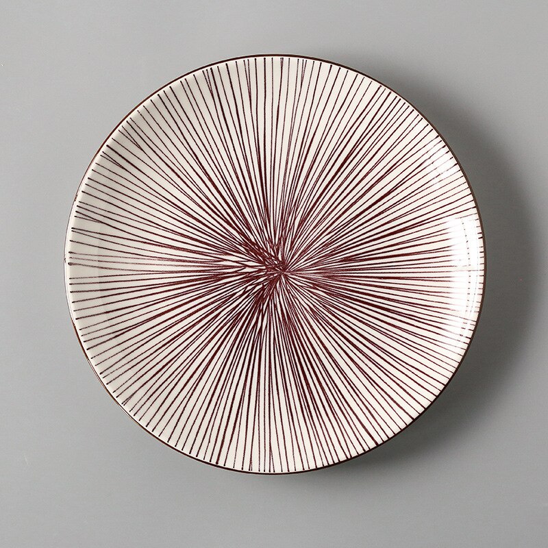 Assiettes à dîner rondes en céramique 8 pouces sous glaçure, plat à gâteau à Dessert, plateau de service japonais, récipient pour Steak, vaisselle de cuisine: 8