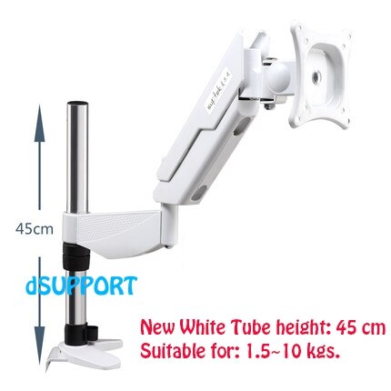 10-27&quot; 360 Degree Full Rotation Display Monitor Holder Desktop Clamping LCD TV Mount Bracket Arm 20~80cm Height MD5211W: white tube height 45