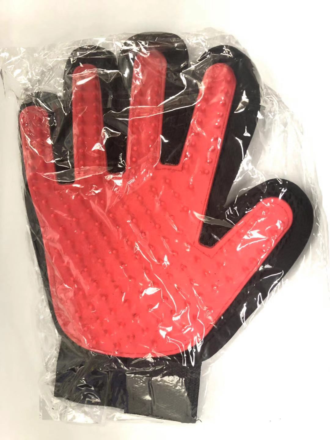Guantes para mascotas, limpieza de gatos, masaje, guantes para enrollar el pelo, cepillo de baño para perros, peluquería, guantes para quitar Goma: red left hand