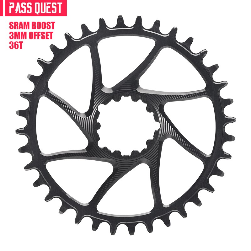 PASS QUEST 3mm Offset Crankset SRAM Gx xx1 Eagle GXP Round MTB Narrow Wide Chainring 32T-38T Bike Bicycle Chainwheel/Chain Wheel: 36T