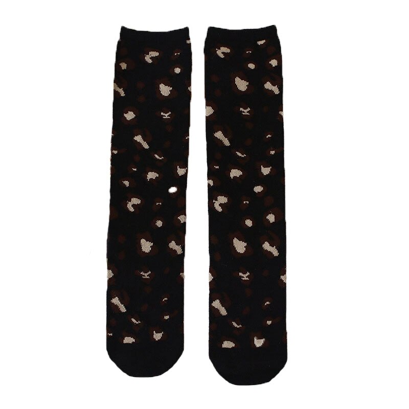 Leopardprint børn sokker forår børn pige knæ høje sokker piger lange sokker sokken calcetines: Sort 2-10y