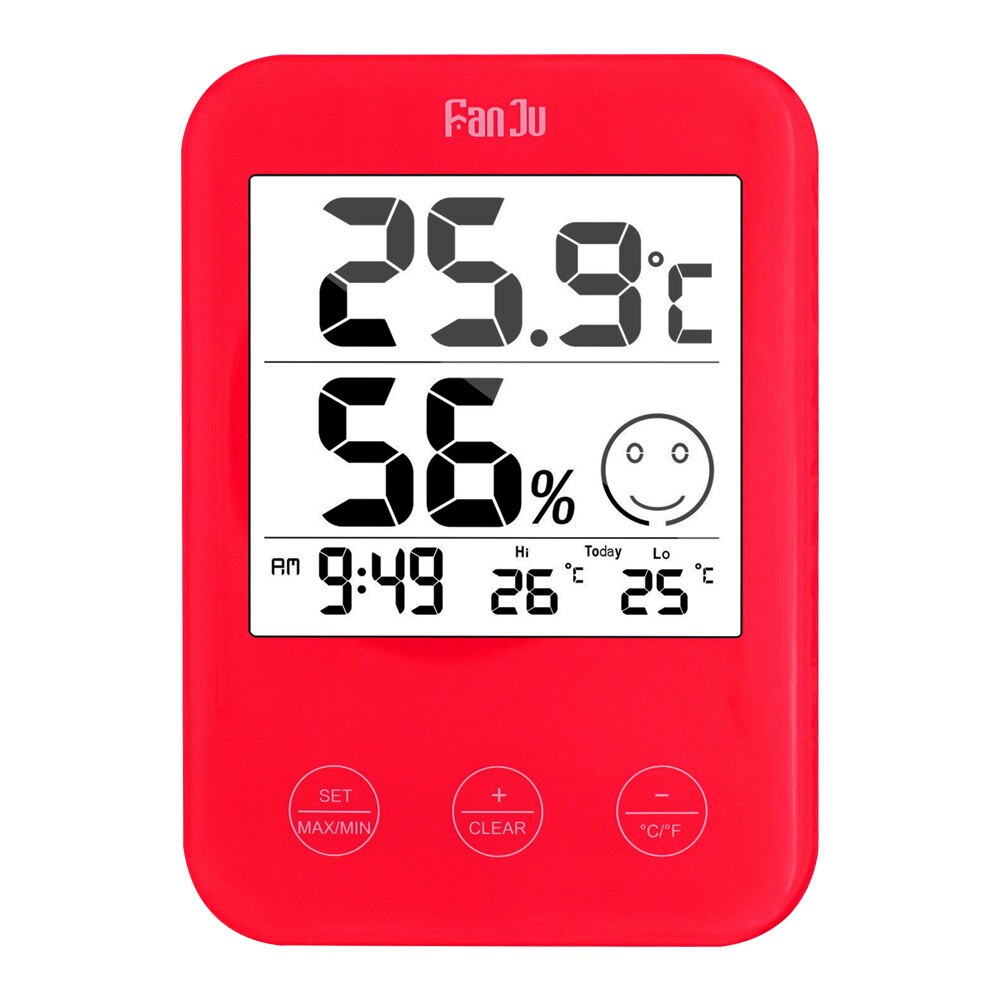 Termómetro Digital para pared, reloj electrónico con temperatura, humedad, confort, expresión, mesa, escritorio, moderno para el hogar: Rojo