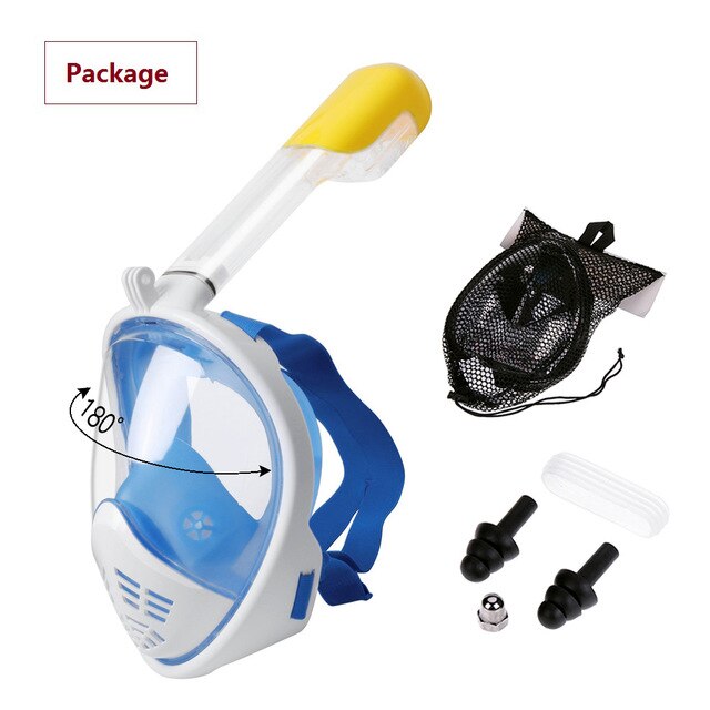 Full Face Diving Mask Anti-Fog Snorkeling Mask Underwater Scuba Swimming Mask Glasses Snorkel Dive Equipment for Adult Kid #2: White / S/M