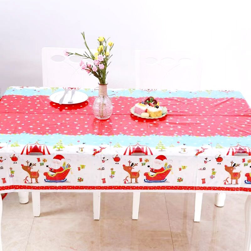 1 Pcs 120*180 Cm Kerst Tafelkleed Diner Party Nieuwjaar Gedrukt Rechthoek Pvc Tafelkleed Kerst Tafel Dekken decoraties