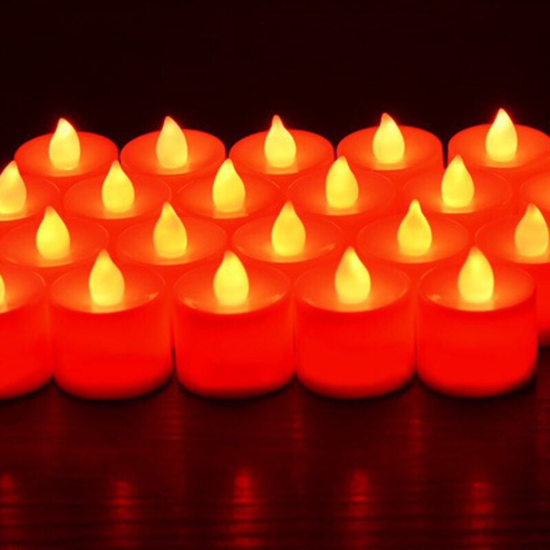 12 Pièces Coloré LED À Piles Bougies chauffe-plat Sans Flamme Mariage Décor Accessoires bougie D'anniversaire électronique Décoration: red light