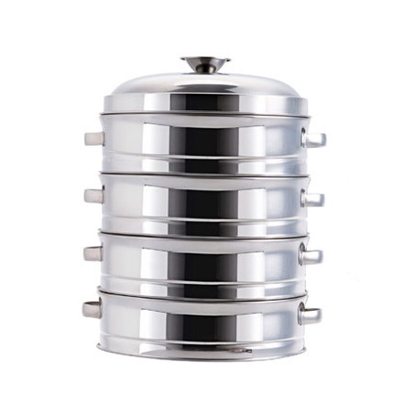 Chinese Cookware Stainless Steel Thickened Steamer Multi-function Soup Steamer Kitchen Fish Rice Vegetable Universal Steamer: 4 floors