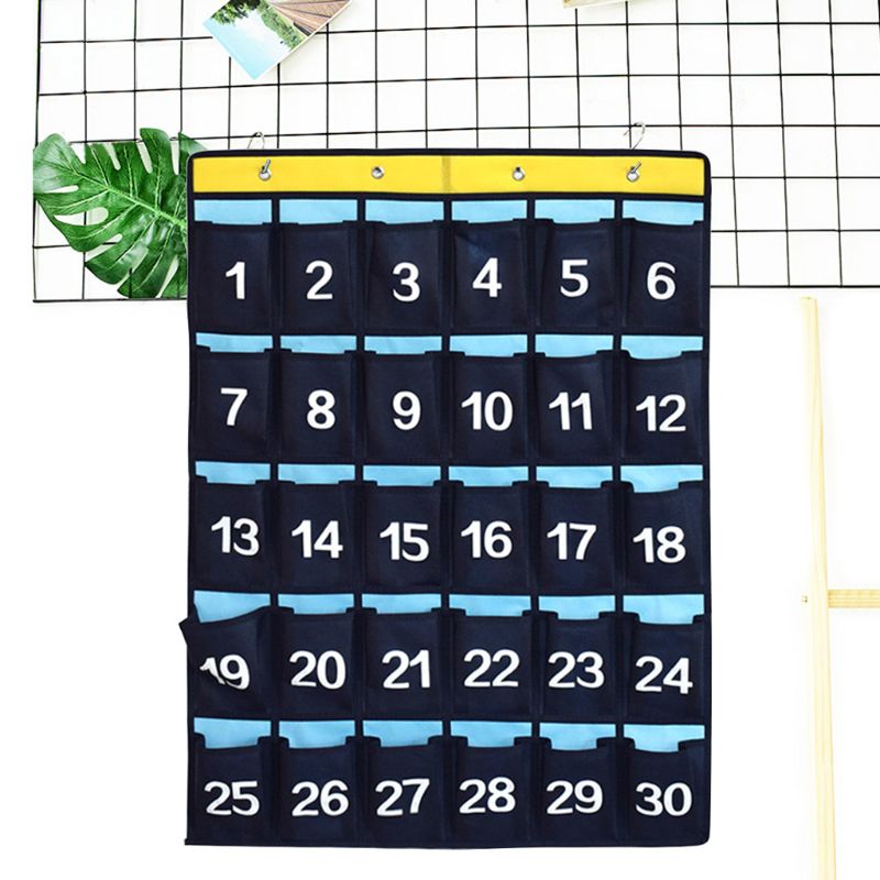 Organizador numerado de 30 bolsillos, tabla de bolsillo para aula, soportes para Calculadora de teléfonos móviles, M5TB