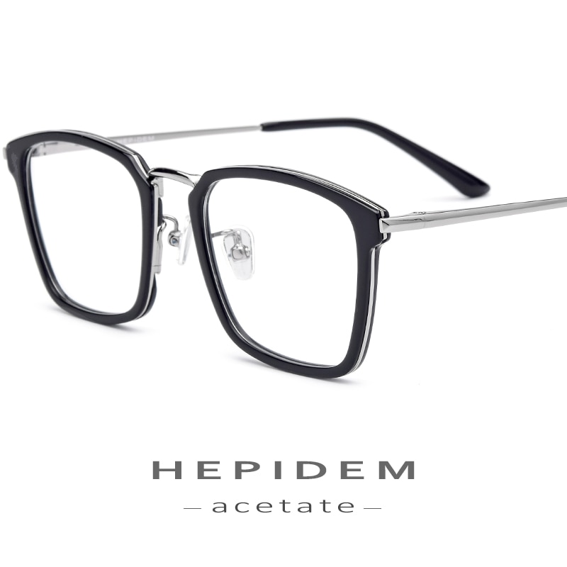 Acetat Optische Gläser Rahmen Männer Platz Brillen Frauen Streber Myopie Brille Edelstahl Brillen