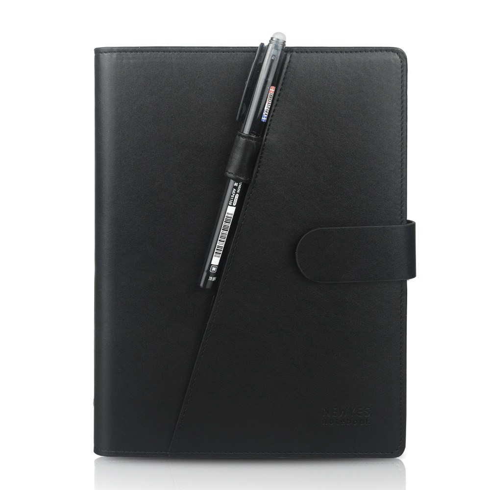 PU Smart Uitwisbare Notebook Papier Herbruikbare Draagbare Lederen Cover Notebook Cloud Storage Met Doek En Uitwisbare Pen (Zwart)