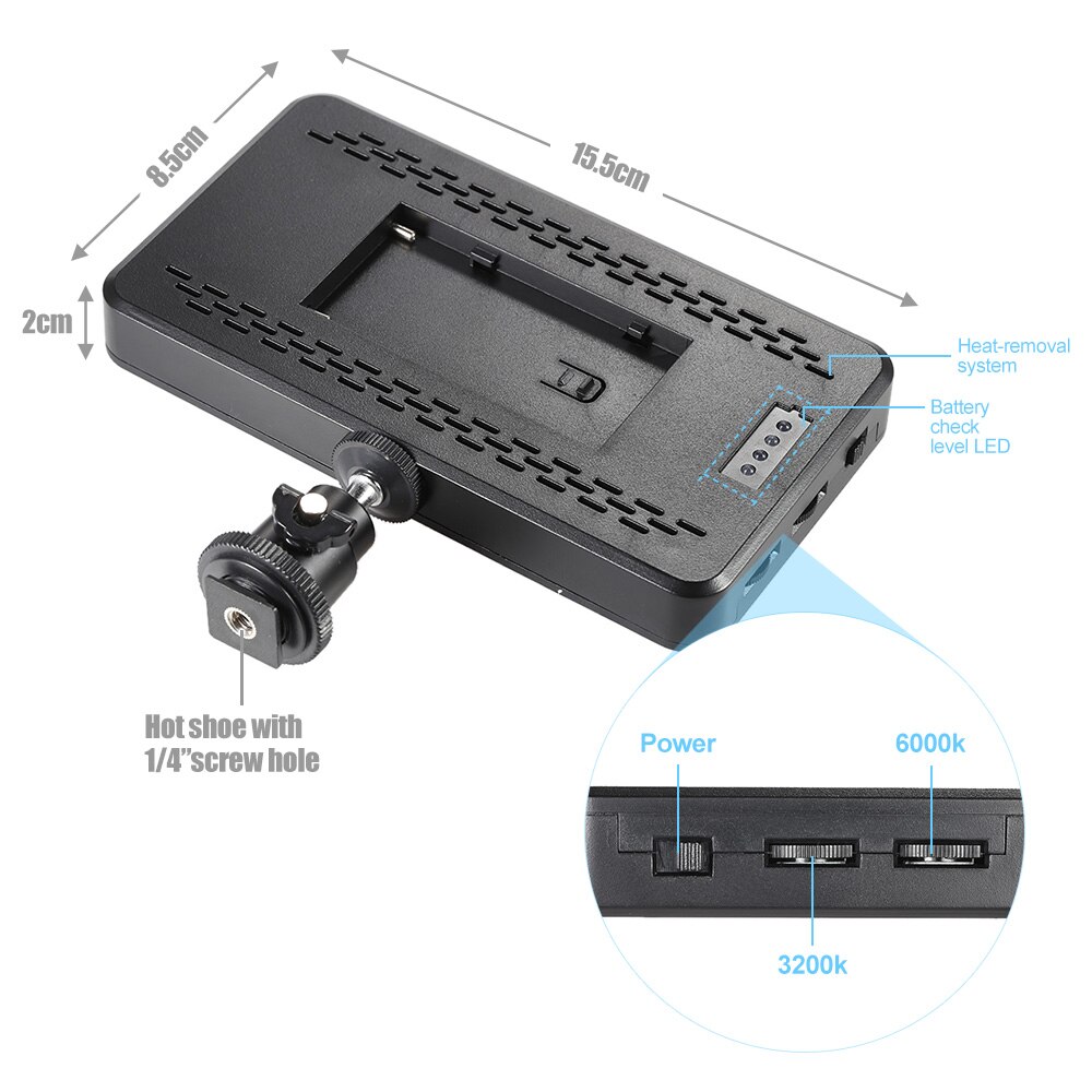 Andoer 228 pièces perles Ultra mince LED vidéo lumière Photo Studio panneau lampe éclairage pour Canon Nikon DSLR 3200K-6000K éclairage
