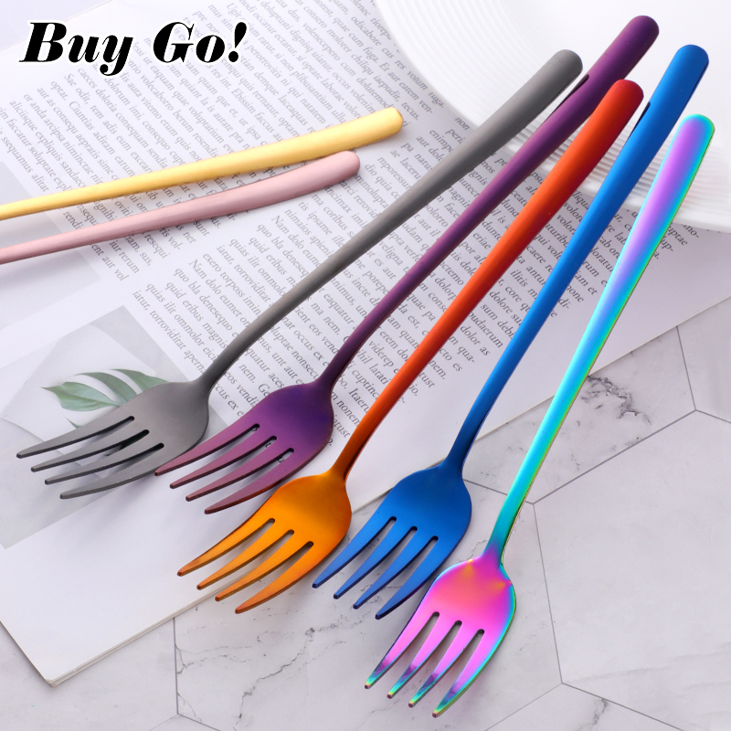 2 Teile/satz Gold Dessert Löffel Gabel 18/0 Edelstahl Bunte Party Dessert Suppe Löffel Set Kreative Kuchen Werkzeug Geschirr