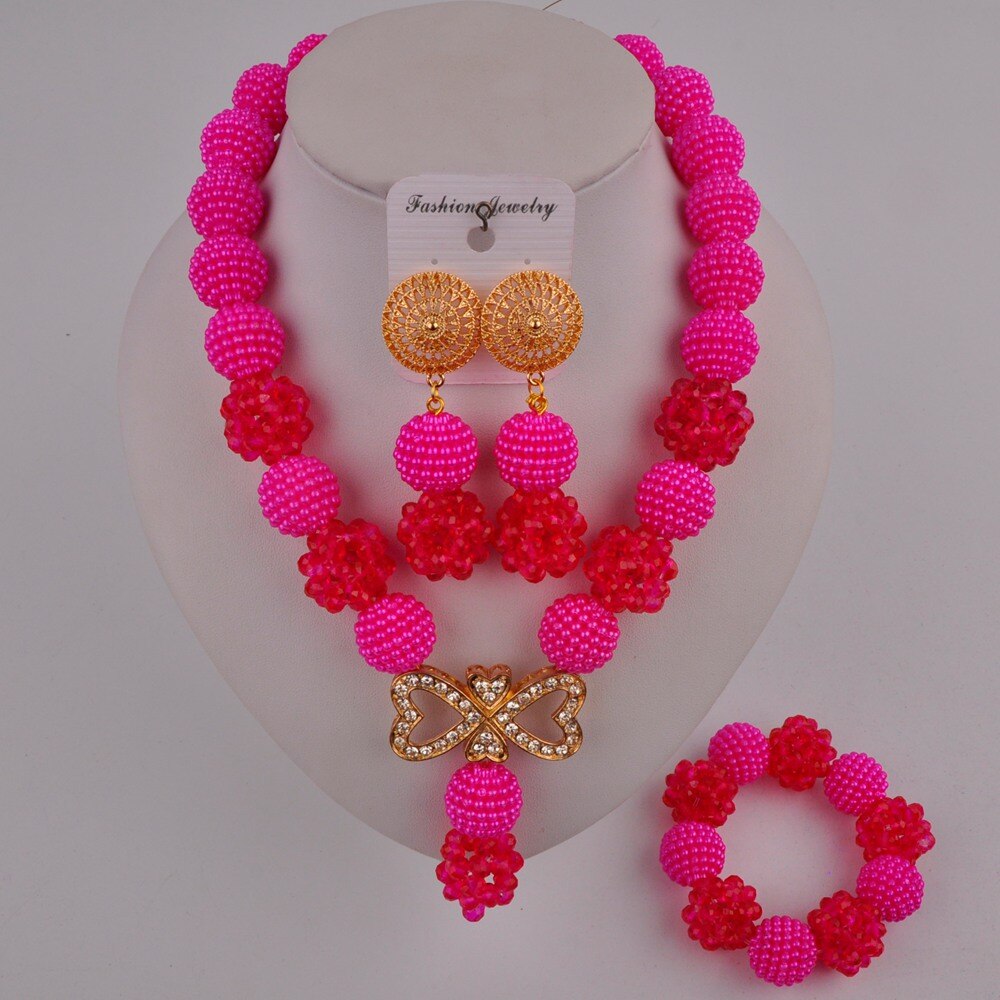 Nigeriaanse bruiloft, prachtige bruidssieraden, afrikaanse sieraden, rode imitatieparel, kristallen sieradenset xx -82
