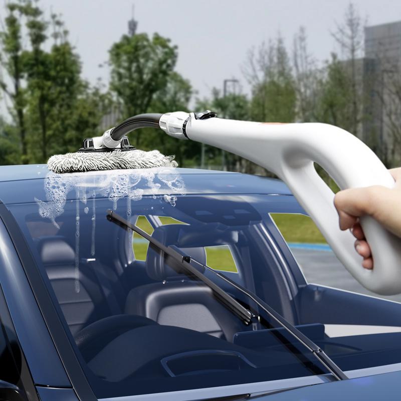Auto wasch bürste mit Griff Aluminium legierung versenkbarer Griff Auto wasch stange Ergonomischer Auto mopp mit abnehmbarem Bürsten kopf