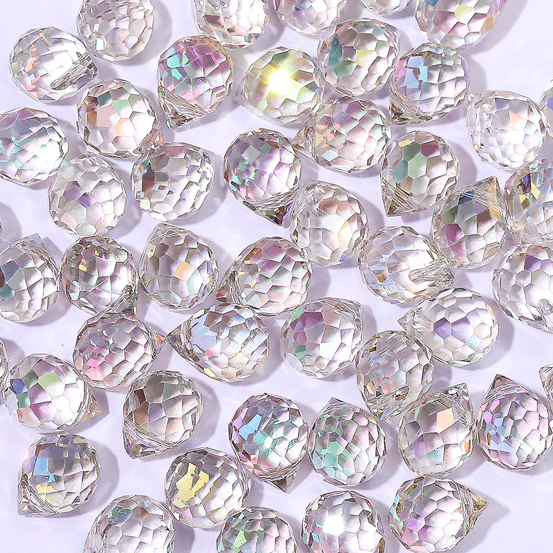 Cuentas de fresa de cristal de 10x8mm, cuentas de vidrio facetadas brillantes de Color AB para fabricación de joyería, pulseras DIY, accesorios para pendientes, 50 Uds.: Verde
