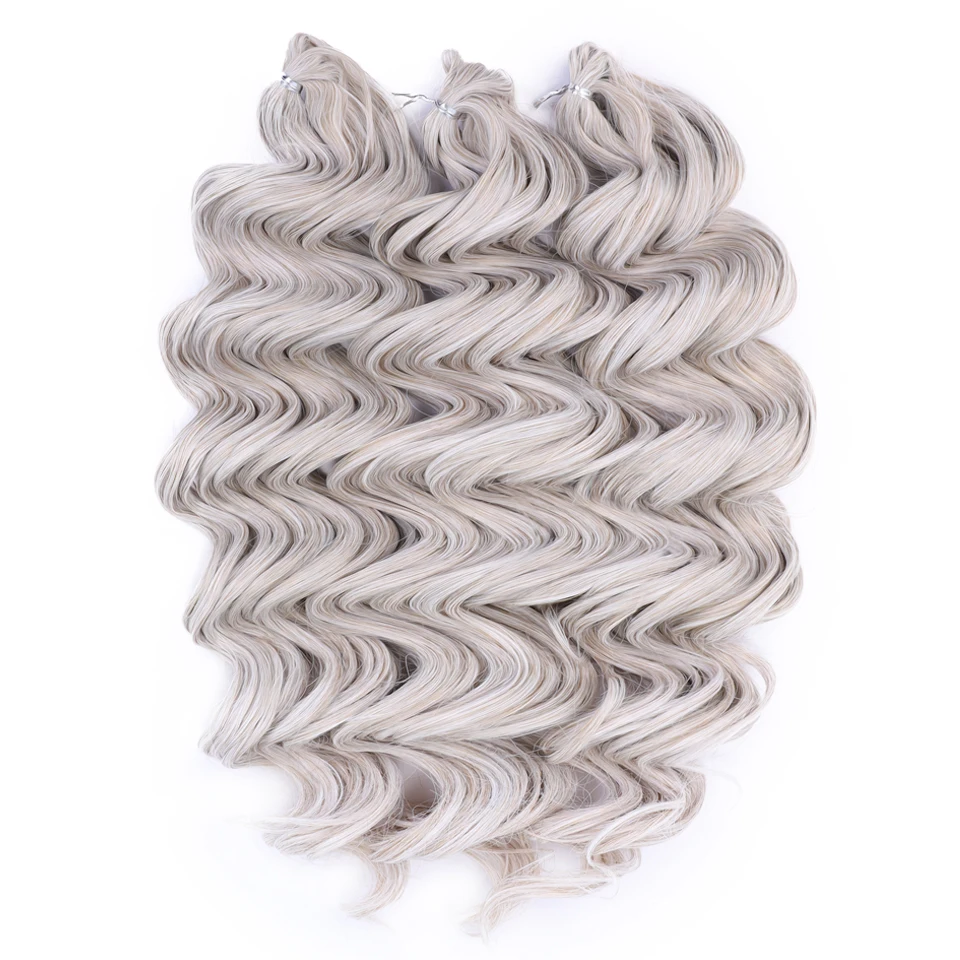 FREEDOM Hair Synthetic Deep Wavy Twist Crochet Hair 24 Inch /60cm Ombre Brown Blonde White Braiding Hair Extensions MANASI Hair: Natural Color