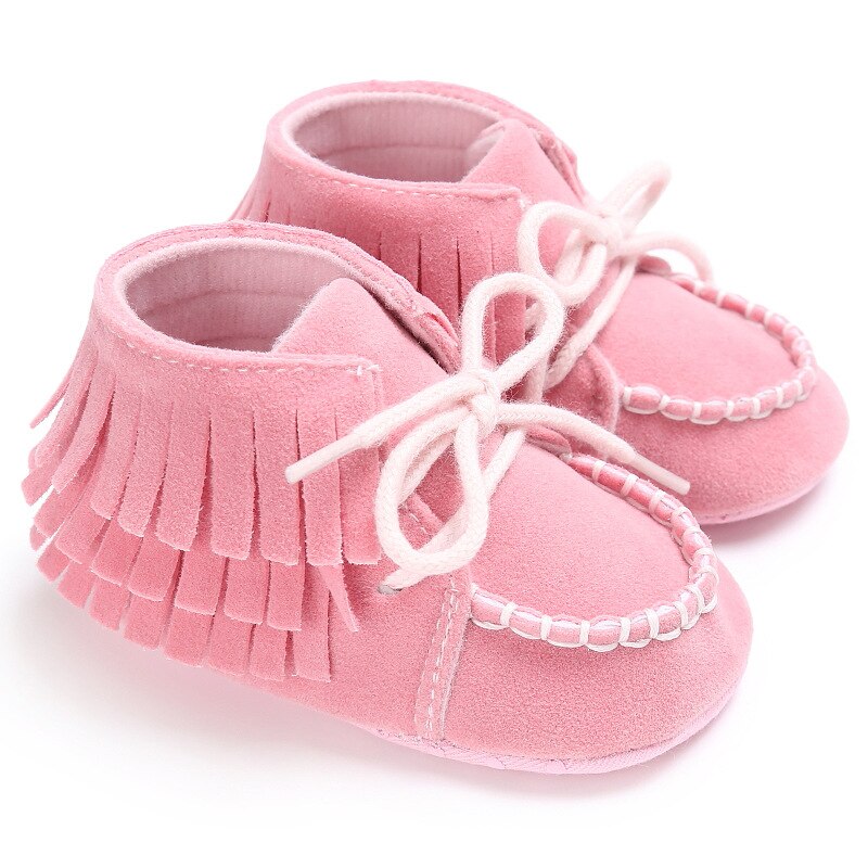 Chaussures de berceau à semelle souple 0-18M | Baskets mignonnes de Bandage pour bébés filles et garçons, Prewalker d'hiver chauds avec pompon: 12CMPink