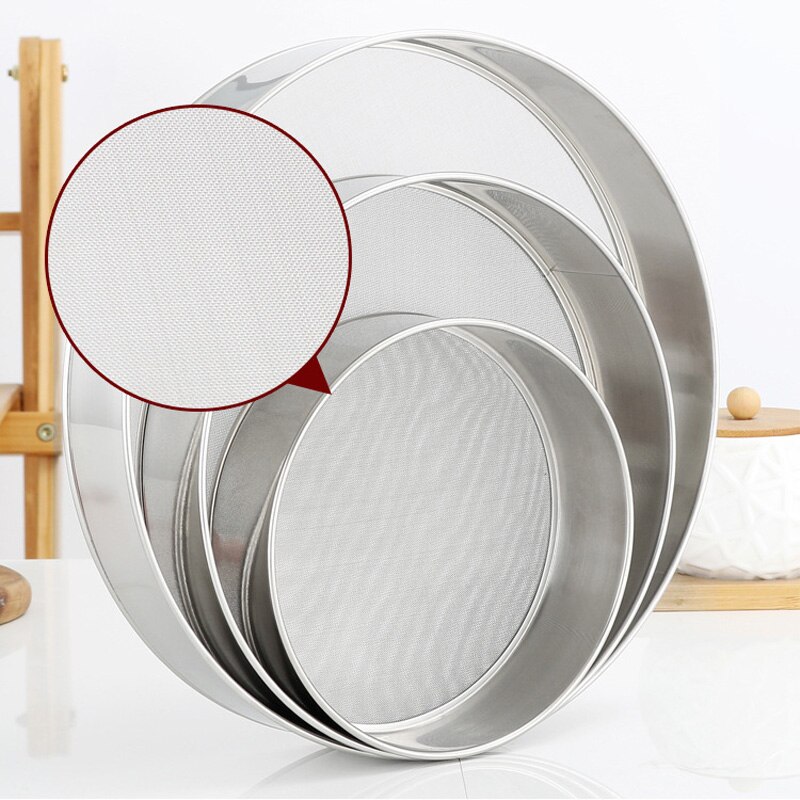 Tamis à farine en acier inoxydable 304, trou Dense de 60 mailles, outil de cuisson rond épaissi, filtre de 40 mailles de sucre en poudre