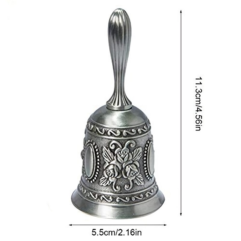 Hand Bel, Metal Tone Ring Alarm Hand Hold Dienst Call Bell Desktop Bel Thee Diner Bel Spel Bel, kerst Bel Zilver
