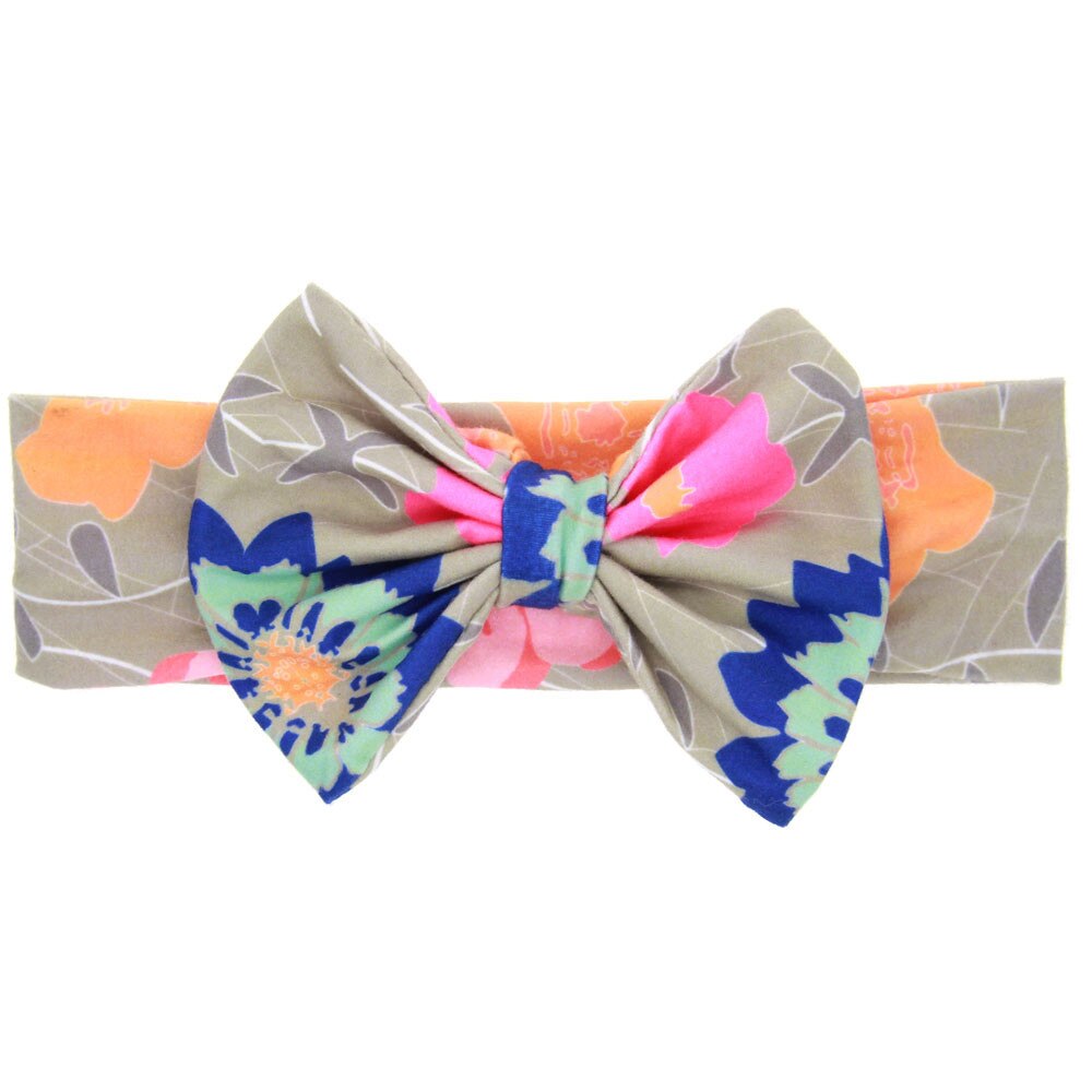 Infant Kleinkind Baby Mädchen Plaid Dot Floral Druck Bowknot Kaninchen Ohren Elastischen Tuch Stirnband Haarband Haar Zubehör: light khaki