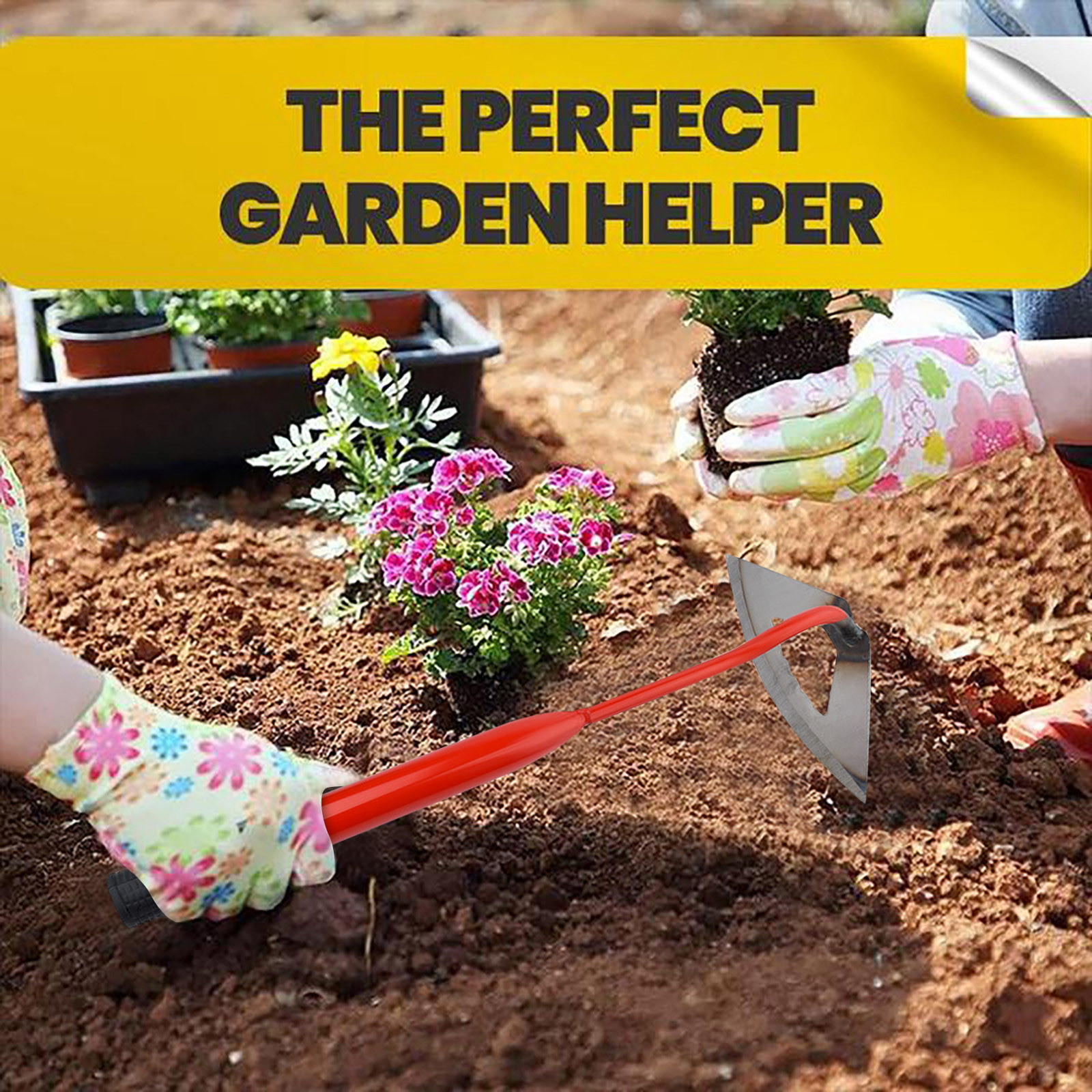 Stainless Steel Farm Hoe Gardening Farm Tool Digging So-il Vegetable Flower Dual-use Hoe Garden Hoe Farmer Tools Accessories