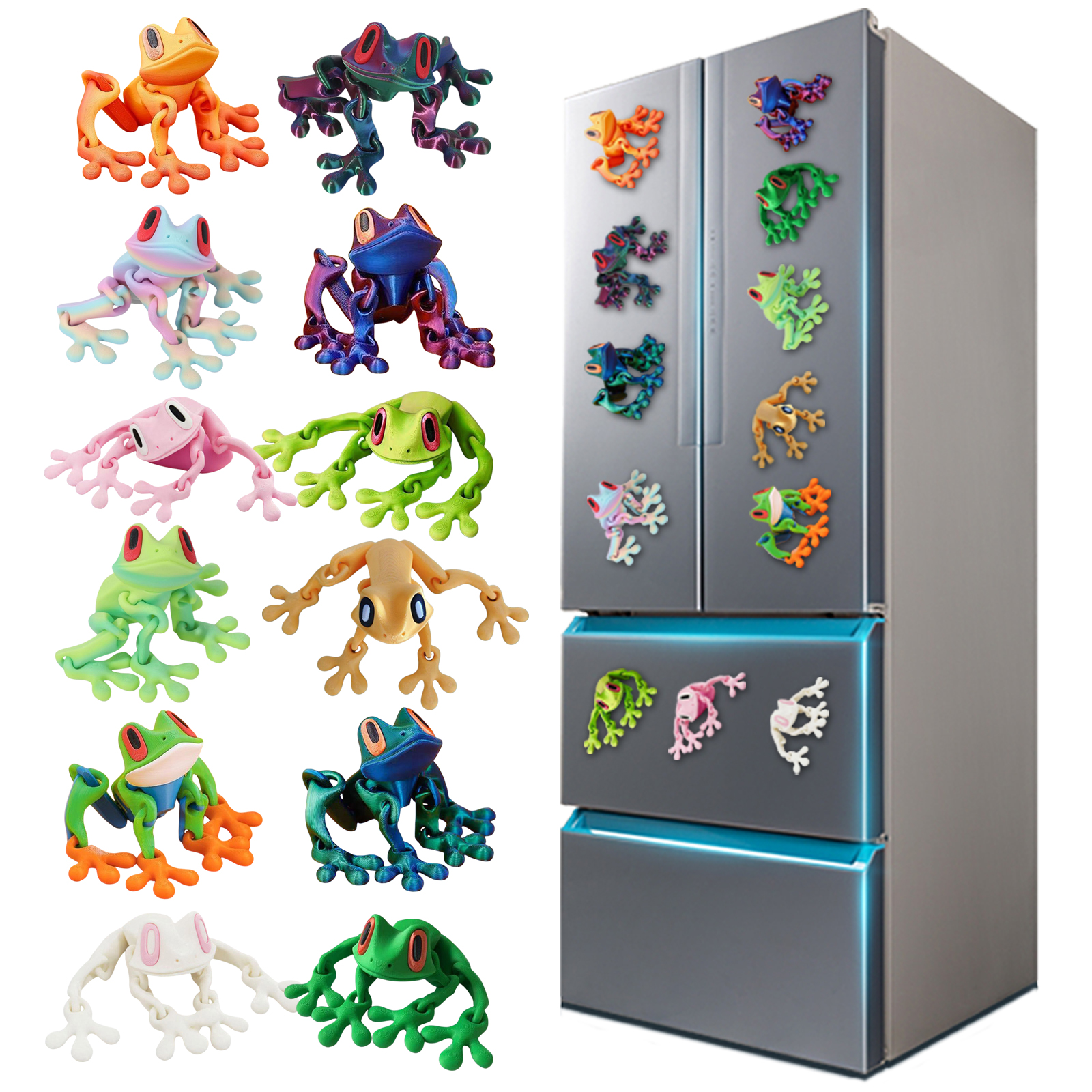 3D-printen Kikker Koelkastmagneten Gewrichten Beweegbare Boomkikker Koelkastmagneet Desktop Ornamenten Gesimuleerde Diermodel Decoratie