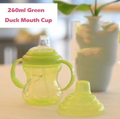 240ML Baby Cup Children Drinking Cup Training Cup Baby Feeding Straw Cup Anti-wrestling Watertight Green, Yellow, Pink: Green Duck Mouth Cup