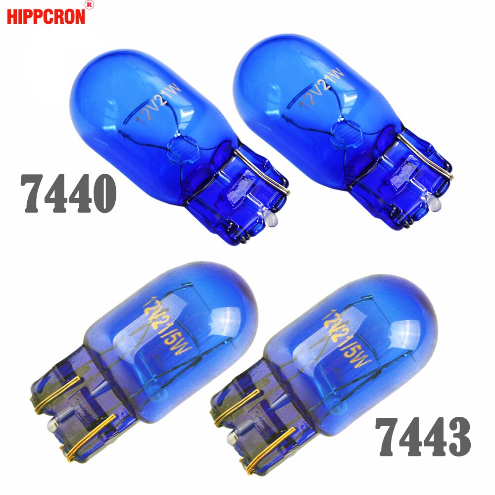 Hippcron-Lámpara de señal para coche, Bombilla automática superblanca de cristal azul Natural, 12V, 21W, 21/5W, T20, W21W, 582, 7440, W21/5W, 580, 2 uds.