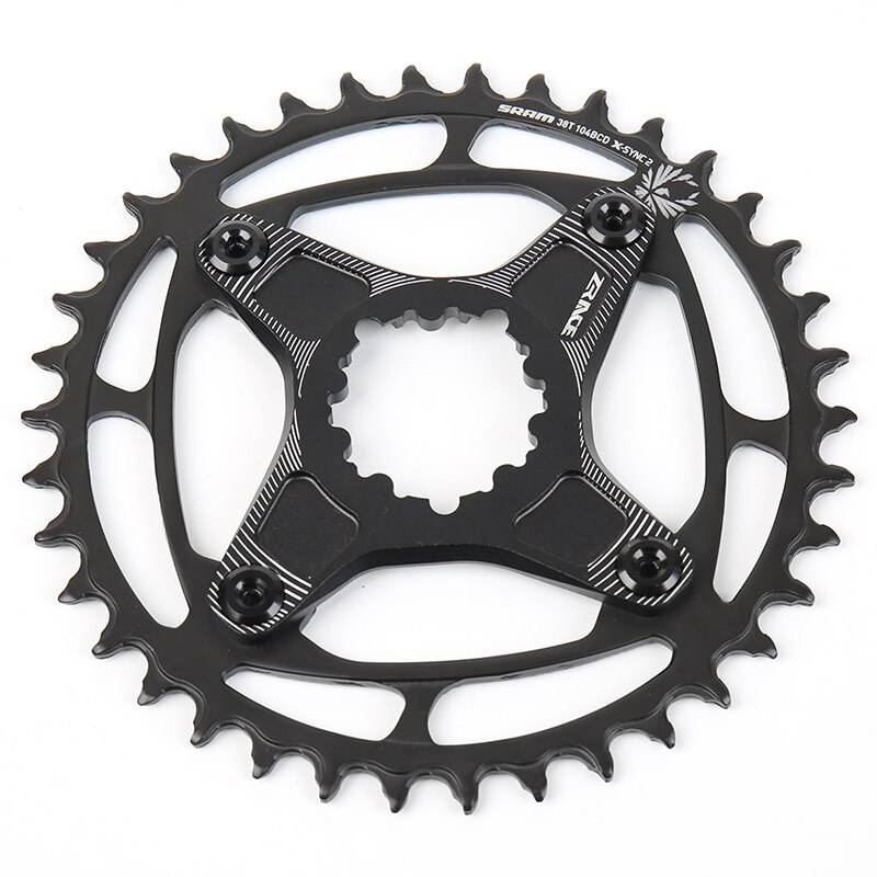 Cadena de acero SRAM EAGLE 34T 38T 104 BCD con adaptador de montaje directo ZRACE para corona de bicicleta de montaña MTB de 12 velocidades 6mm offset: Black 38T 6mm
