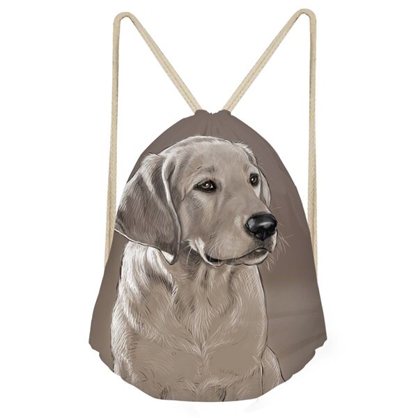 INSTANTARTS Casual Women Drawstrings Bags Cute 3D Dog Weimaraner Print for Teen Girls Travel Backpacks Bundle Storage Beach Bags: H8678Z3