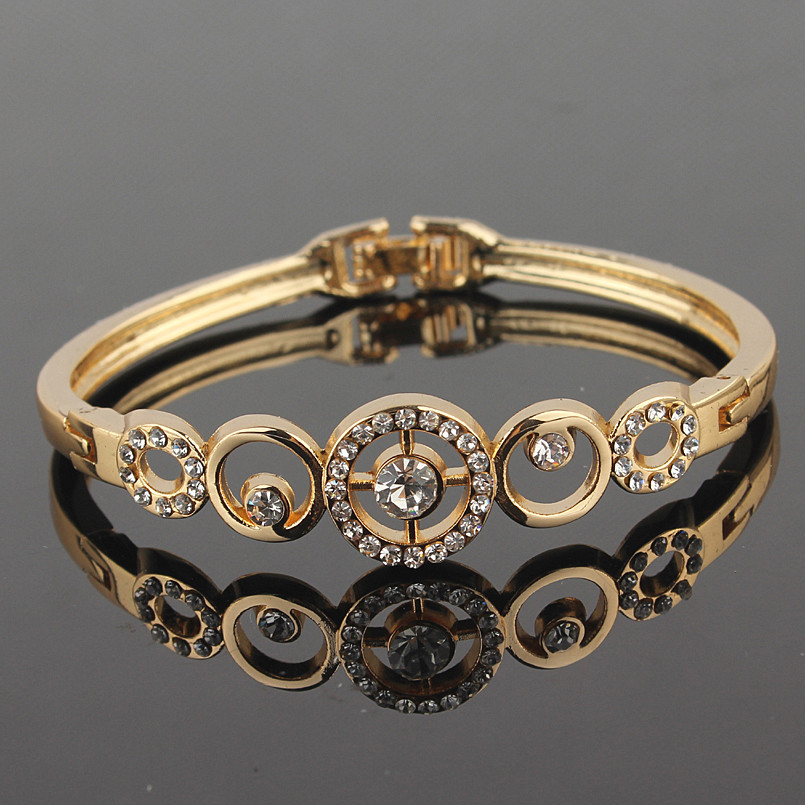 Moeder Dag Mode Geel Goud-Kleur Clear Oostenrijkse Kristal Armbanden Armbanden Voor Vrouwen Bruiloft Sieraden Accessoires