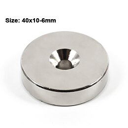 Imán de neodimio redondo superfuerte para luz de búsqueda Led, orificio de 30x10mm o 40x10mm, 6mm, N35, 1 ud.: 40x10-6 mm