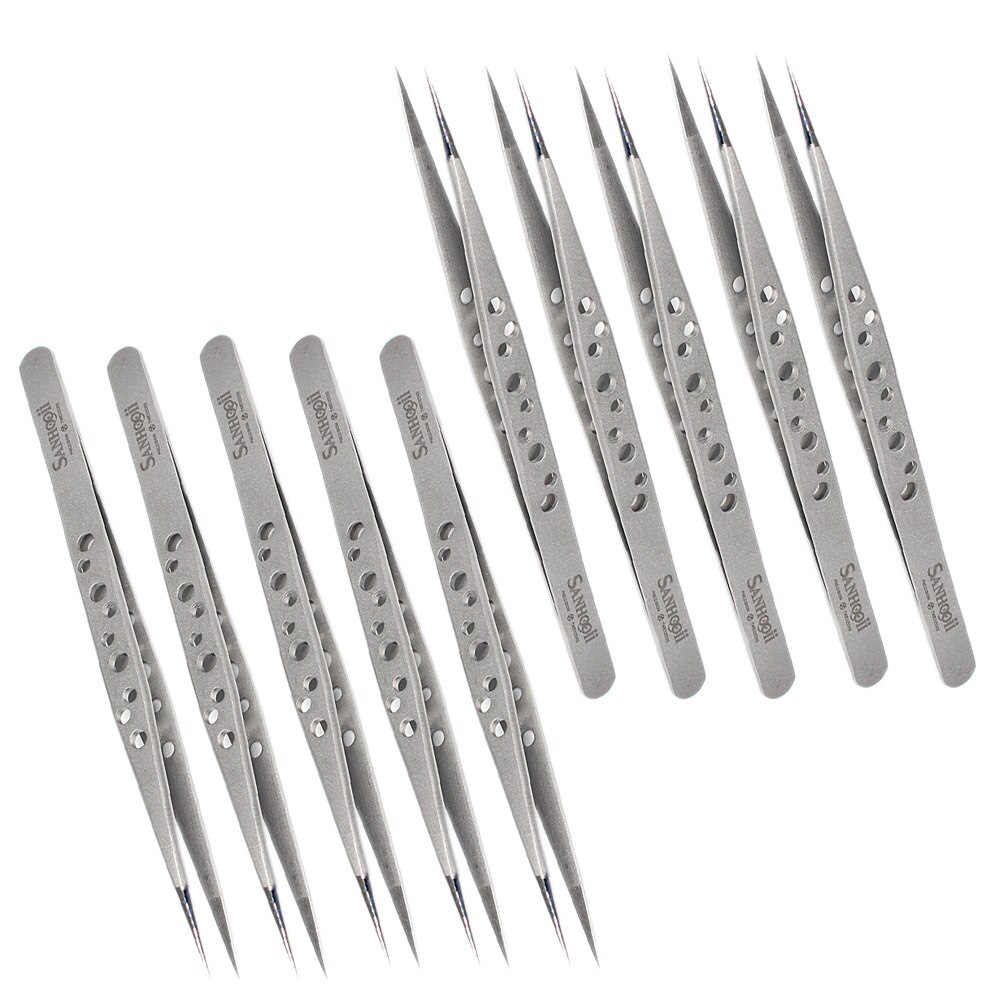 10x Electronics Tweezers ESD Precision Stainless Steel SMD BGA SMT Phone Repair Hand Tool Eyelash Grafting Tools ZM56: Sharp Point