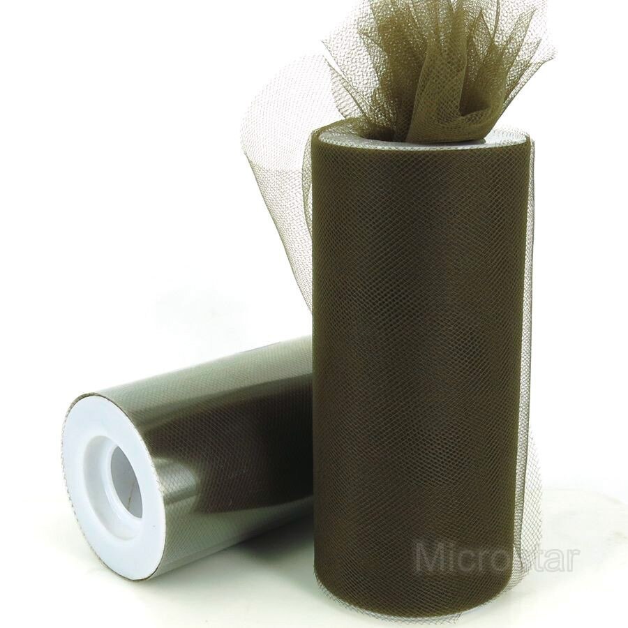 Fengrise 15cm 25 verftet organza stoff rull diy kunstige blomster bryllup bil bursdag dekorasjon tyll ruller pom poms fest: Sjokolade