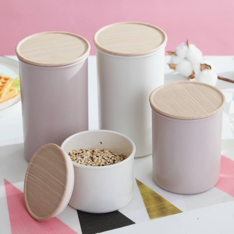 Simple Multigrain Nut Seasoning Storage Container Cylindrical Food Sealed Cans Plastic Airtight Storage Jars Creal Dispenser