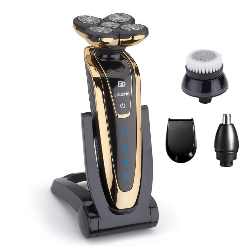 Jinding elektrisk barbermaskin vanntett skjeggtrimmer til hele kroppen, flervalgs-barbermaskin, elektrisk barberhøvel: Gylden -4