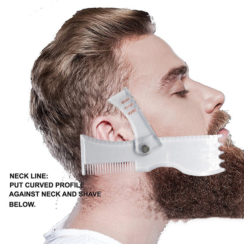 Beard Shaping Tool Template Double Sided Beard Comb Shaving & Hair Removal Razor Tool for Men