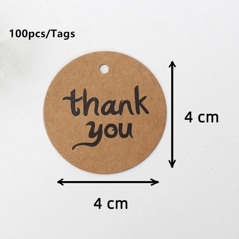 200 Stuks 4Cm Ronde Kaart Kraft Tags Dank U Merci Liefde Print Tag Labels Handgemaakte Product Kledingstuk Schoenen hang Tag Accessoires: thank you