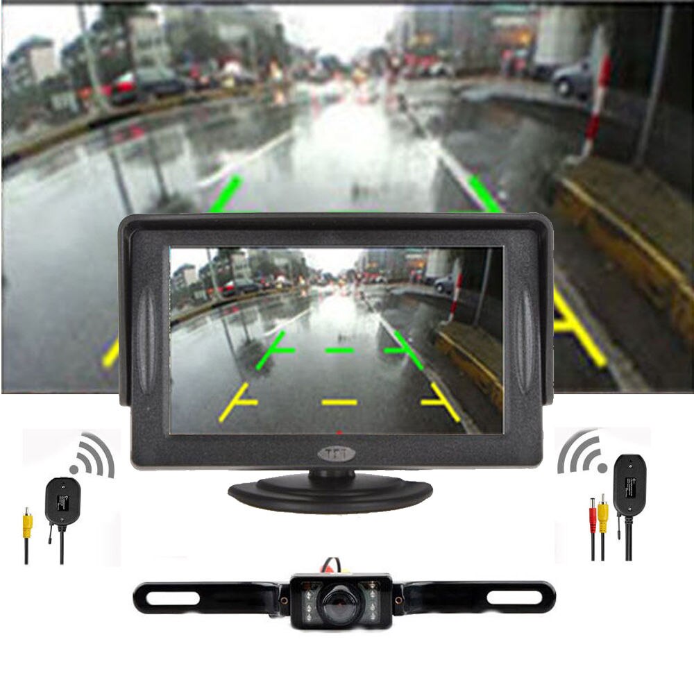 Auto Backup Camera Achteruitrijcamera Systeem Nachtzicht + Draadloze 4.3 &quot;TFT LCD Monitor