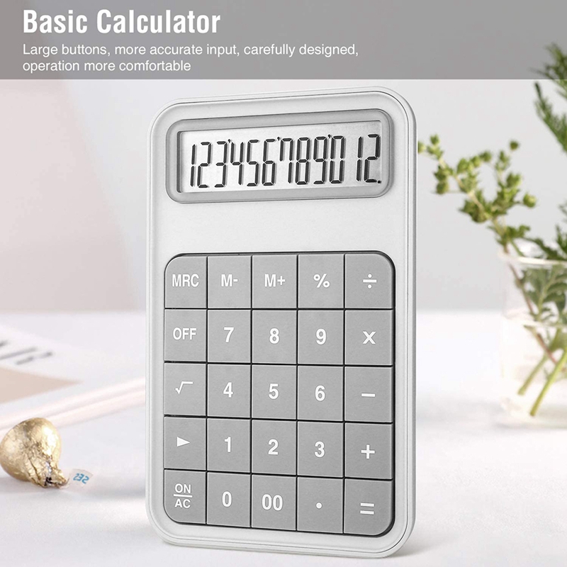 Desktop Calculator, 12 Digit Large Display Battery LCD Display Office Calculator