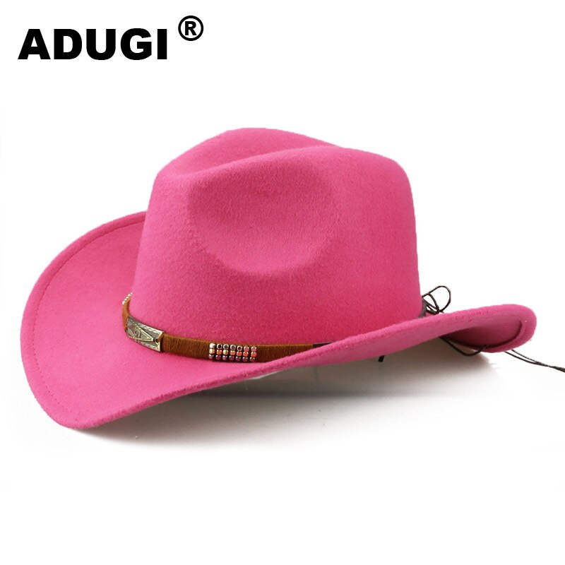 ADUGIMen y de las mujeres de lana de sombrero de vaquero Casual de primavera y verano sombrero de Europa y América, estilo de de viajes al aire libre protector solar: Rosa