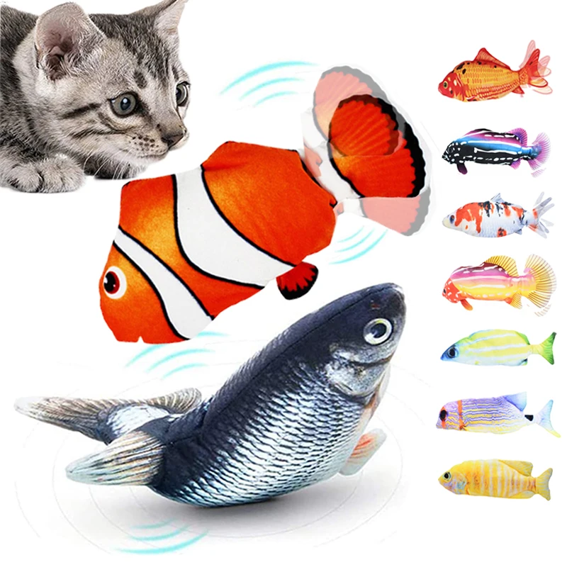 USB Elektrische Ladung Simulation Fisch Katze Spielzeug Fisch Katzenminze Katze Haustier Kauen Biss Interaktive Katze Spielzeug Diskette wedeln