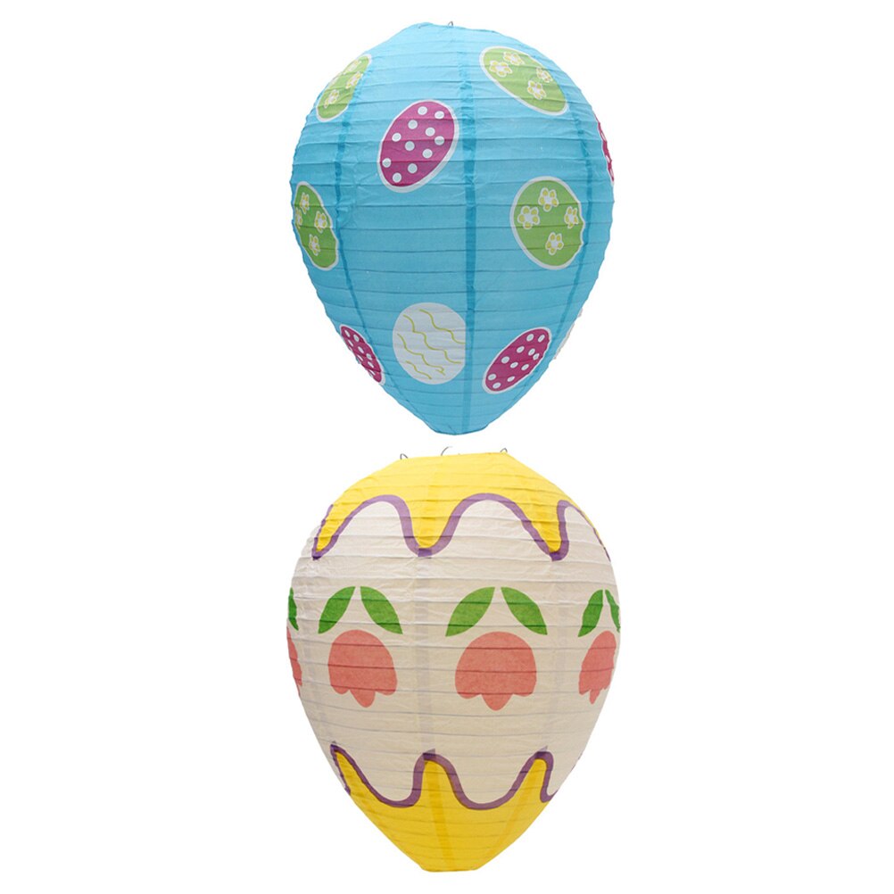 2Pcs Easter Egg-shaped Lantern Easter Party Lanterns DIY Paper Lantern