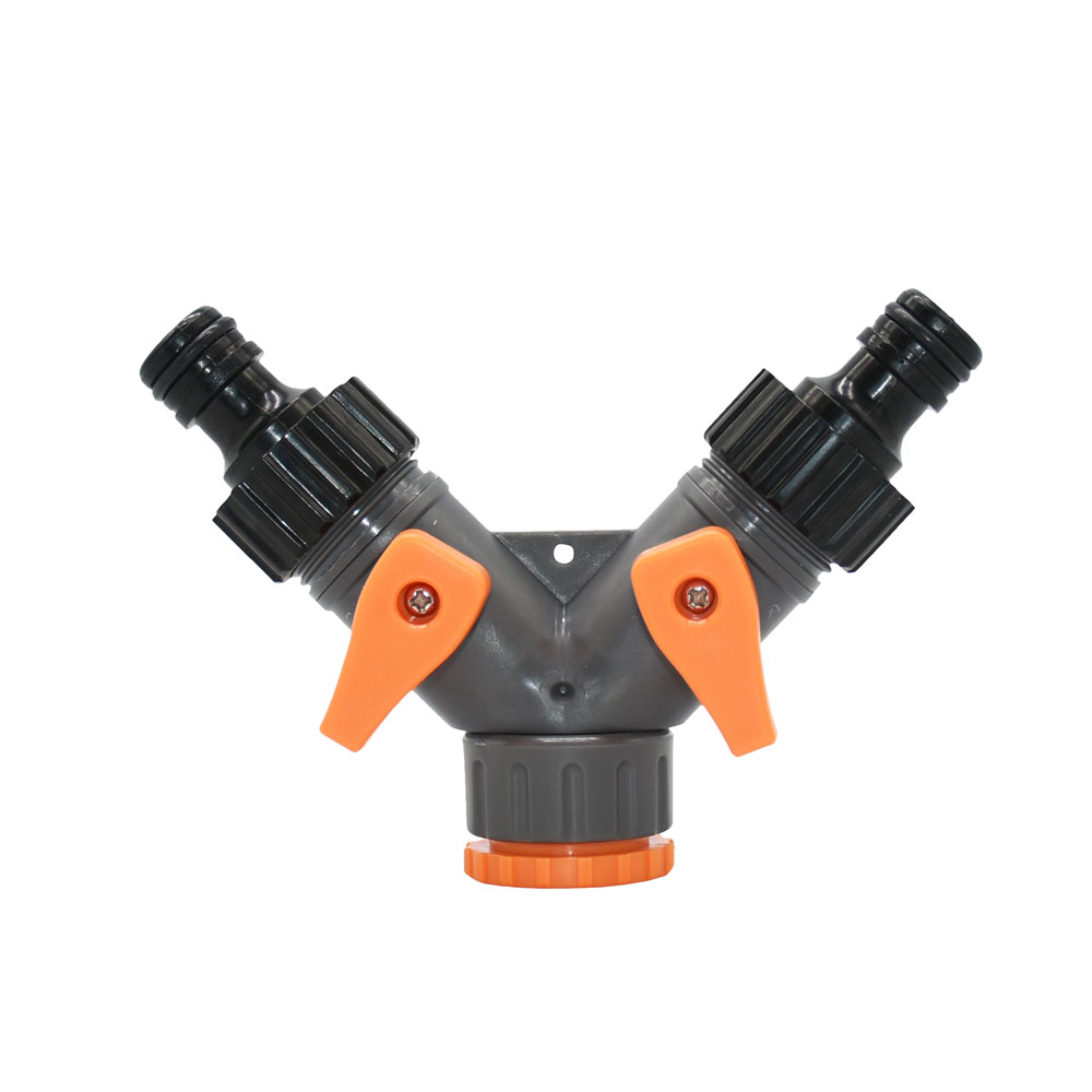 2-way Garden tap water splitter Female 1/2 3/4 garden hose Y splitter watering adjustable switch 1pcs