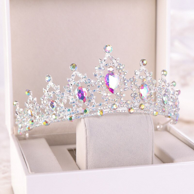 Ouro/azul strass cristal feminino menina aniversário tiaras e coroa noiva diadem headpiece acessórios de casamento nupcial cabelo jóias: Style 3