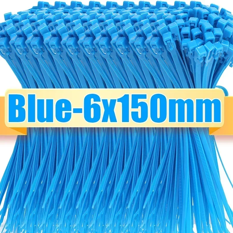 100/1000pcs Releasable Nylon Cable Ties Reusable Adjustable Self-locking Loose Slipknot Zip Tie Organizer Binder Lock Straps: 5x150mm / Blue
