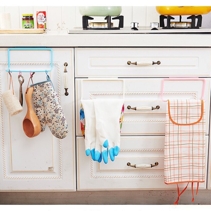 Cabinet Door Single-bar Towel Holder Plastic Non-marking Rack Towel Bar Multi-purpose Sundries Hanging Storage Finishing Rack