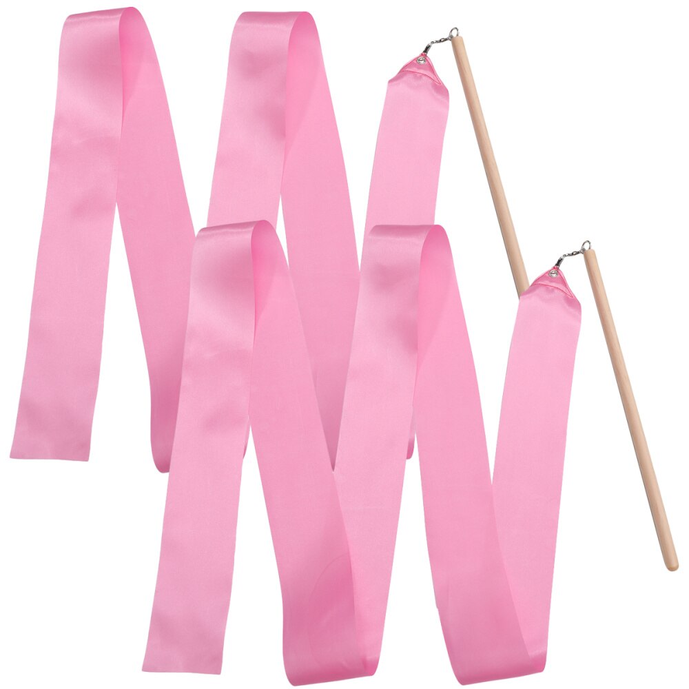 2 Stuks 2M Kleurrijke Ritmische Gymnastiek Lint Gymnastiek Dansen Lint Dansen Streamers Voor Kids Kinderen (Rood): Pink