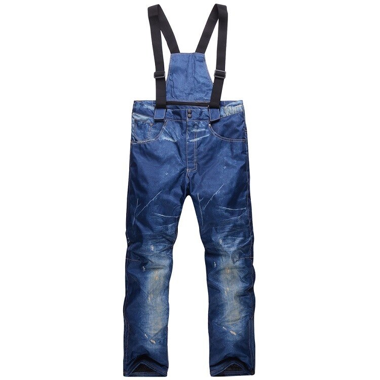 Utomhus män skidåkning snowboard byxor jeans vindskydd varma slitstarka byxor herr klättring vandring sportbyxor: Blå jeans / Xxl