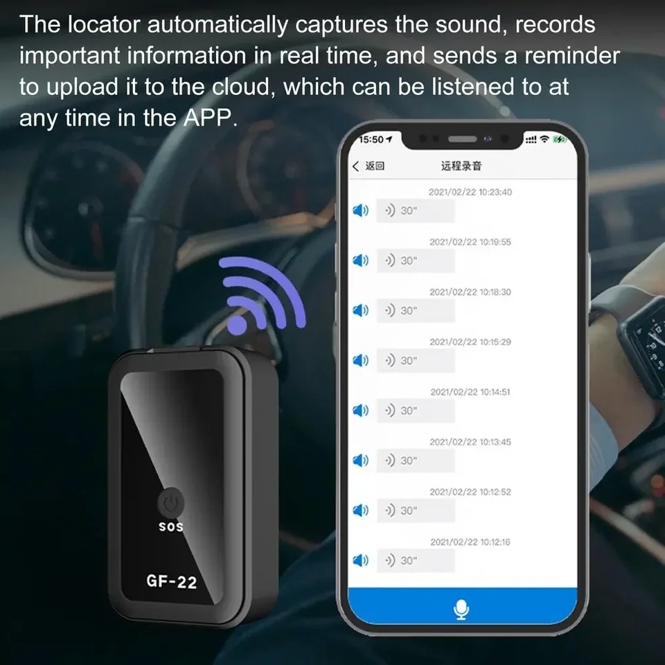 GF-22 Auto Tracker Apparaat Sterk Magneticautomatisch Alarm Motorfiets Auto Mini Gps Trackersvoice Controle Anti-Verloren Apparaat Locator